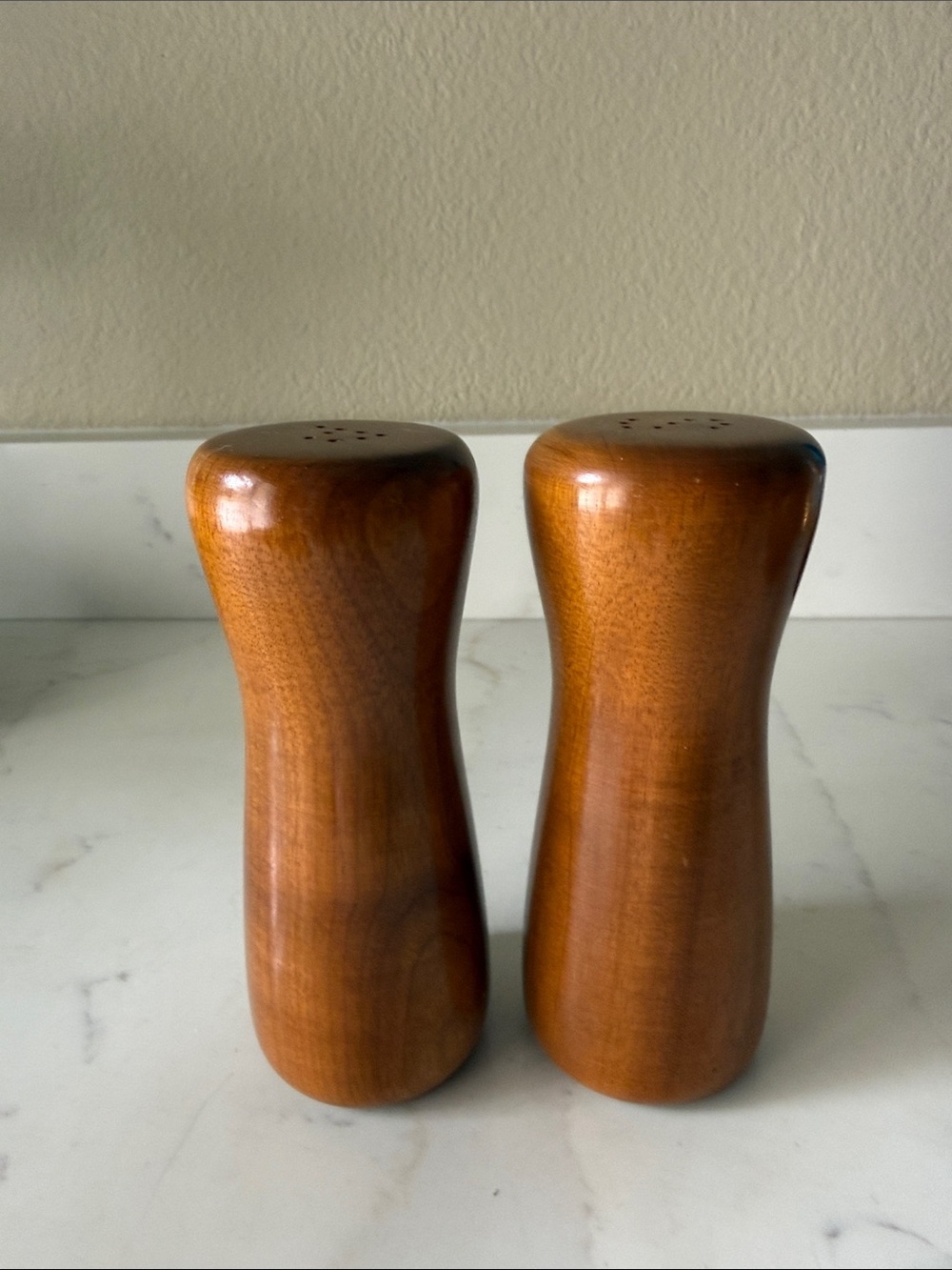 Vintage Mid Century Teak ? Wood Salt & Pepper Shakers